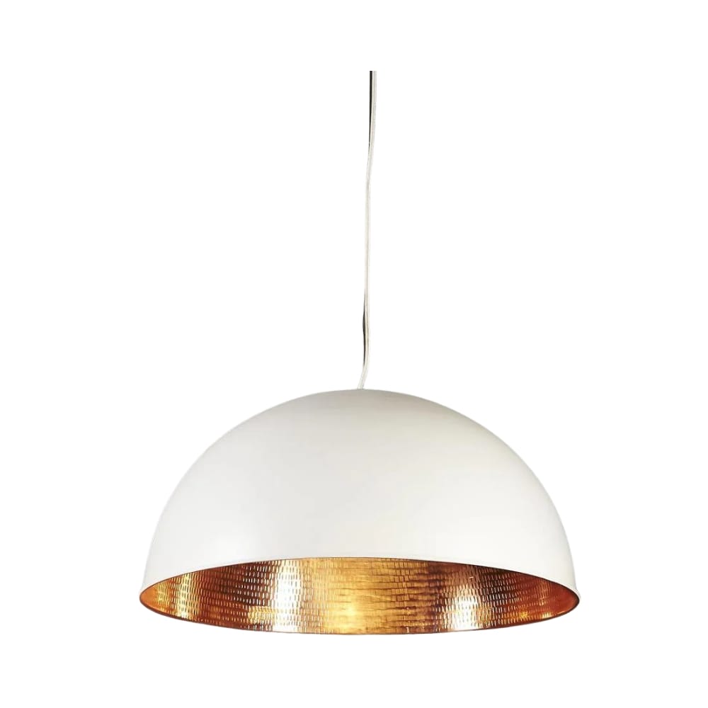 Interior Pendant Alfresco Dome Ceiling Pendant White and Copper (Excess Stock)