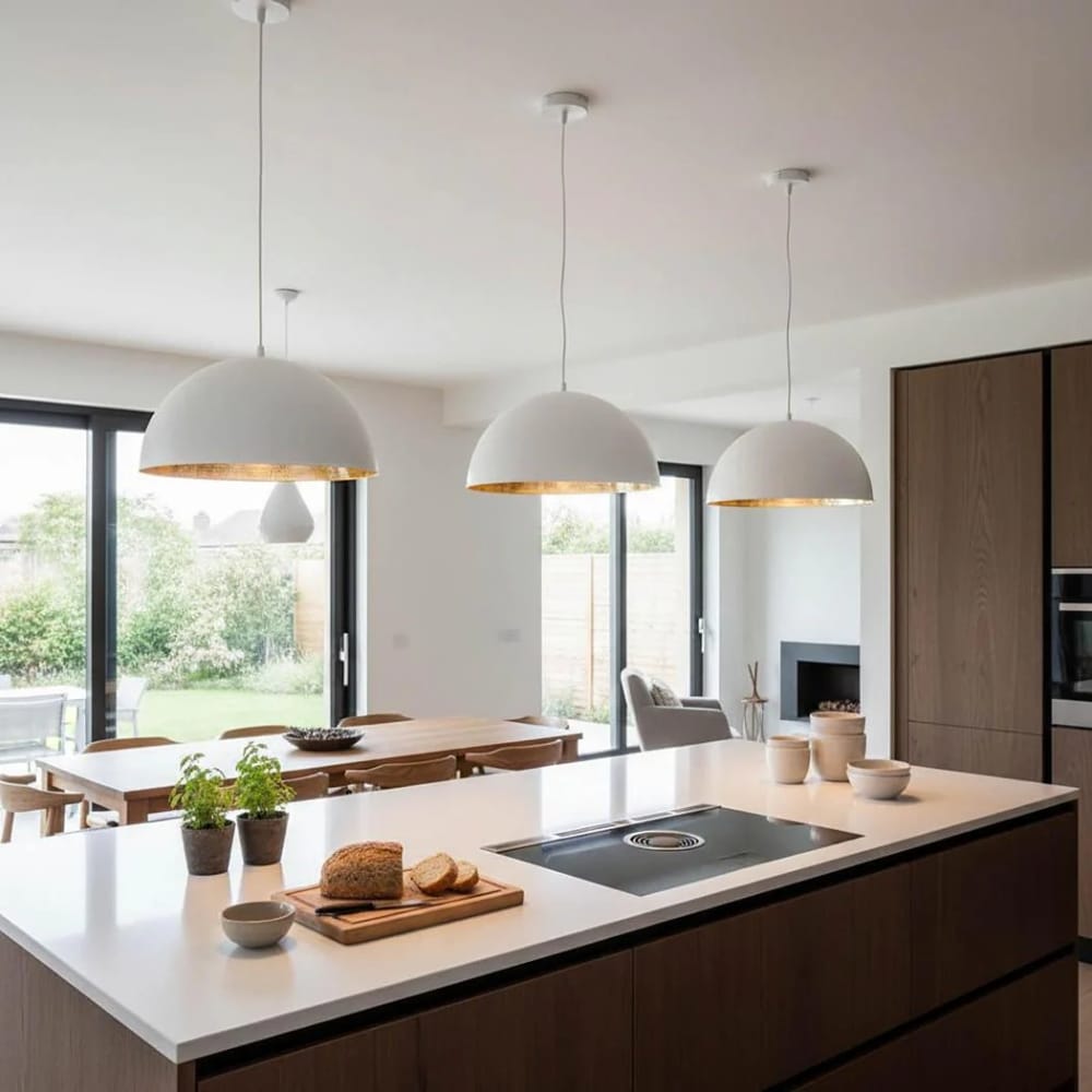 Interior Pendant Alfresco Dome Ceiling Pendant White and Silver (Excess Stock)