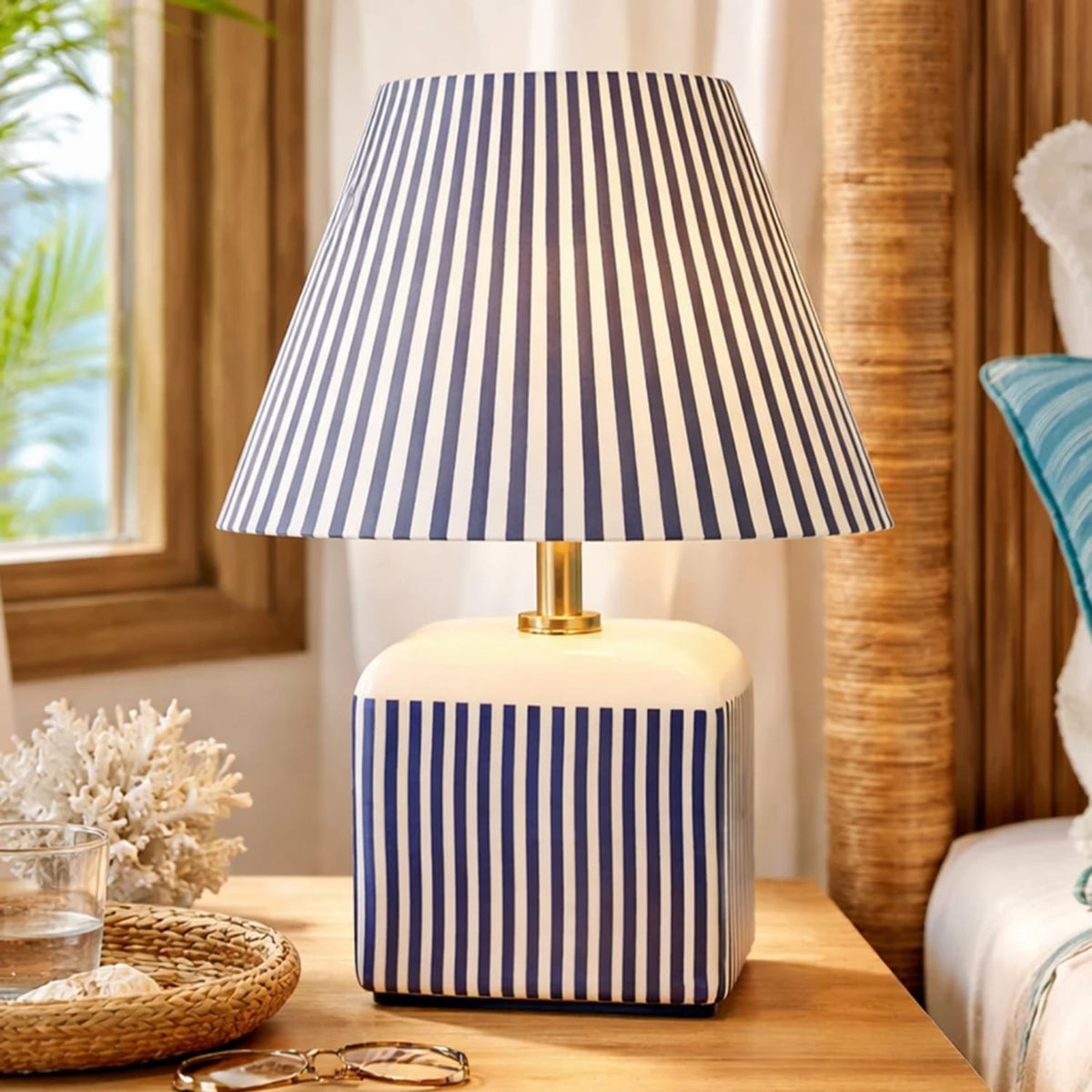 Table Lamps Amaris Ceramic Striped Table Lamp