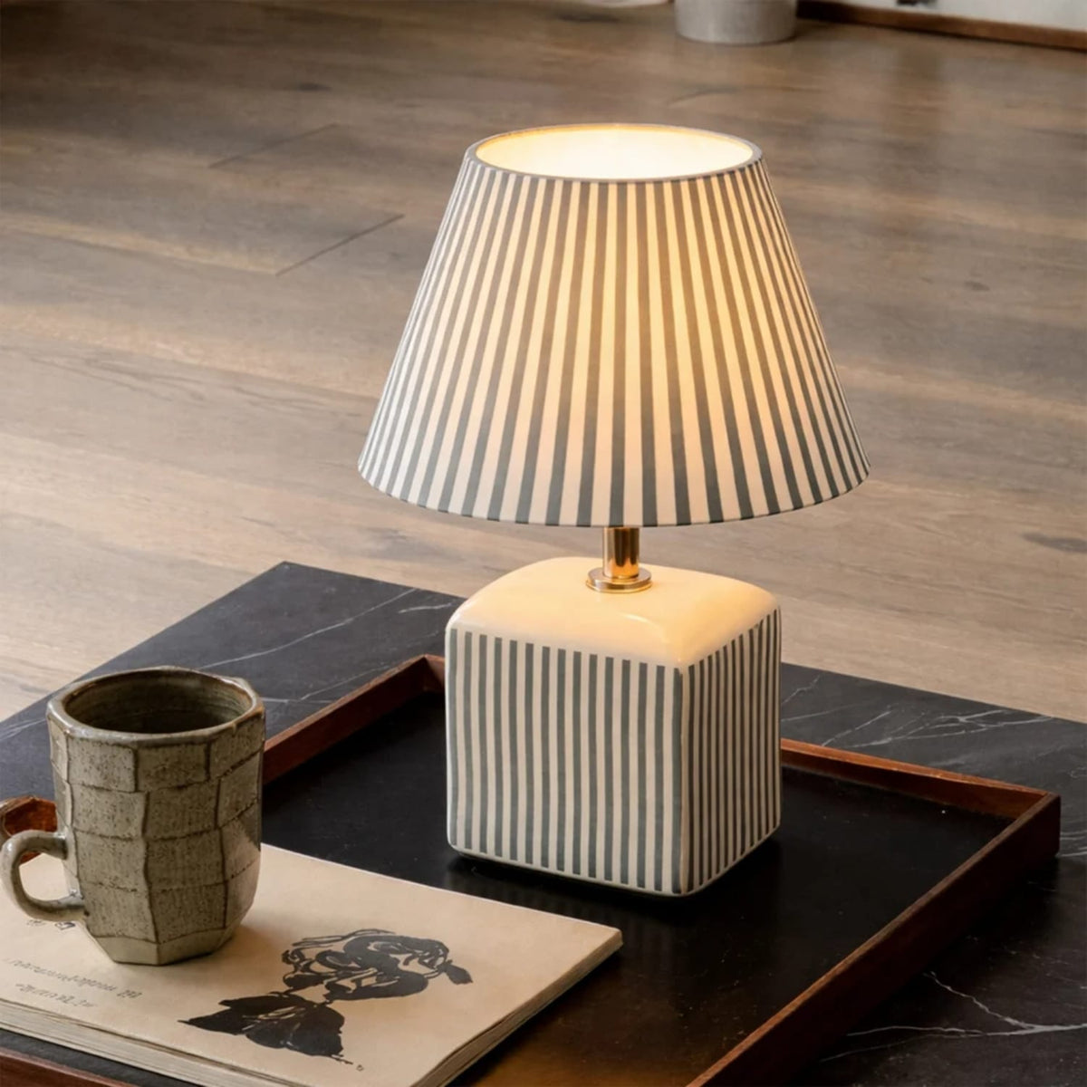 Table Lamps Amaris Ceramic Striped Table Lamp