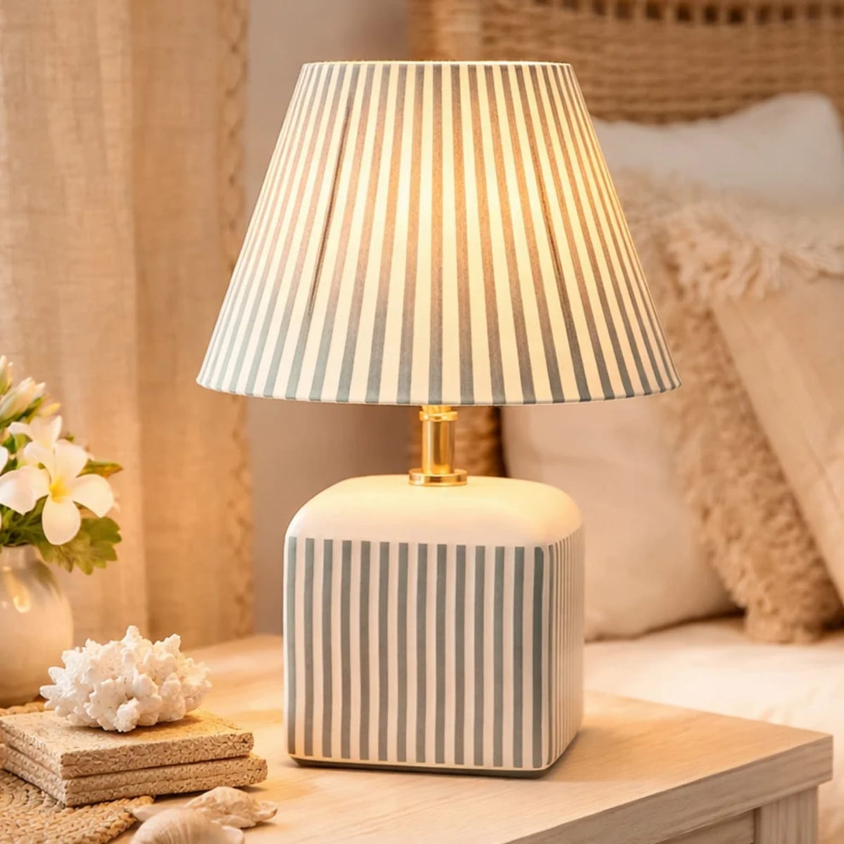 Table Lamps Amaris Ceramic Striped Table Lamp