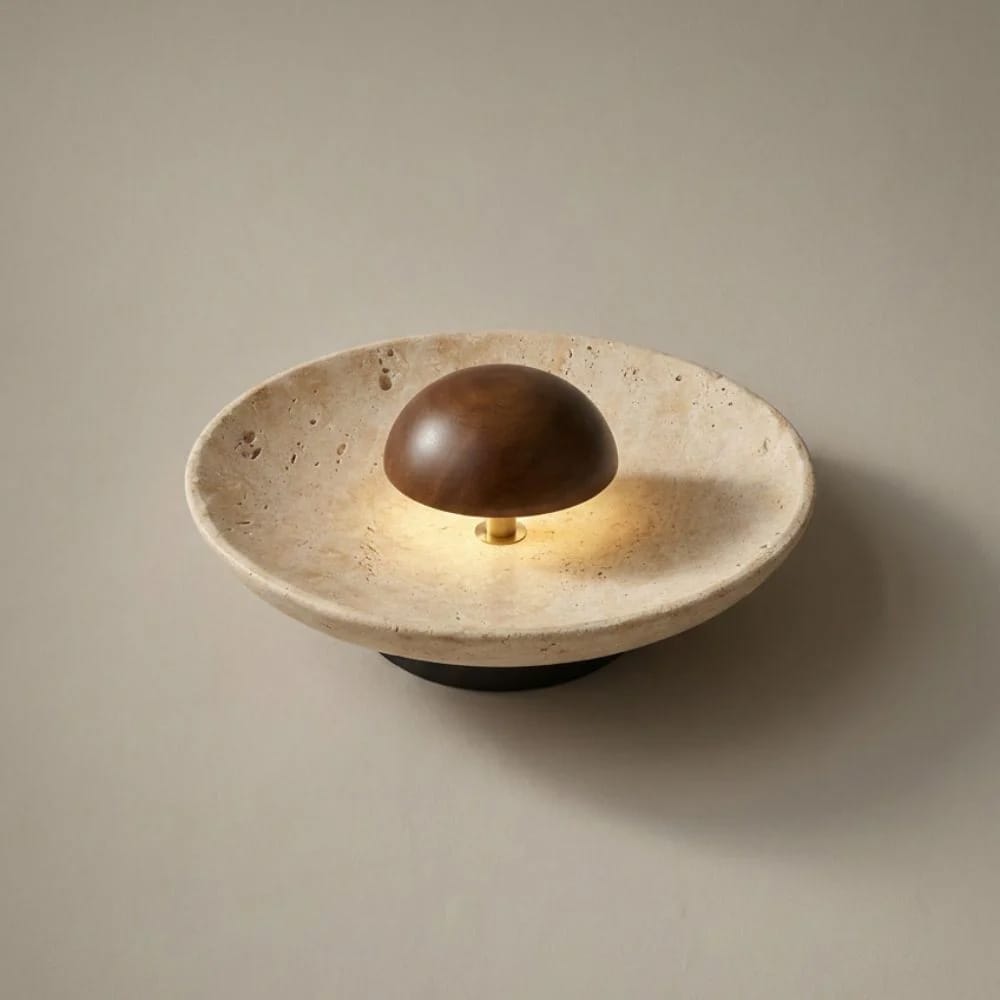 Interior Wall Light / Sconce Aska Natural Stone & Wood Wall Sconce