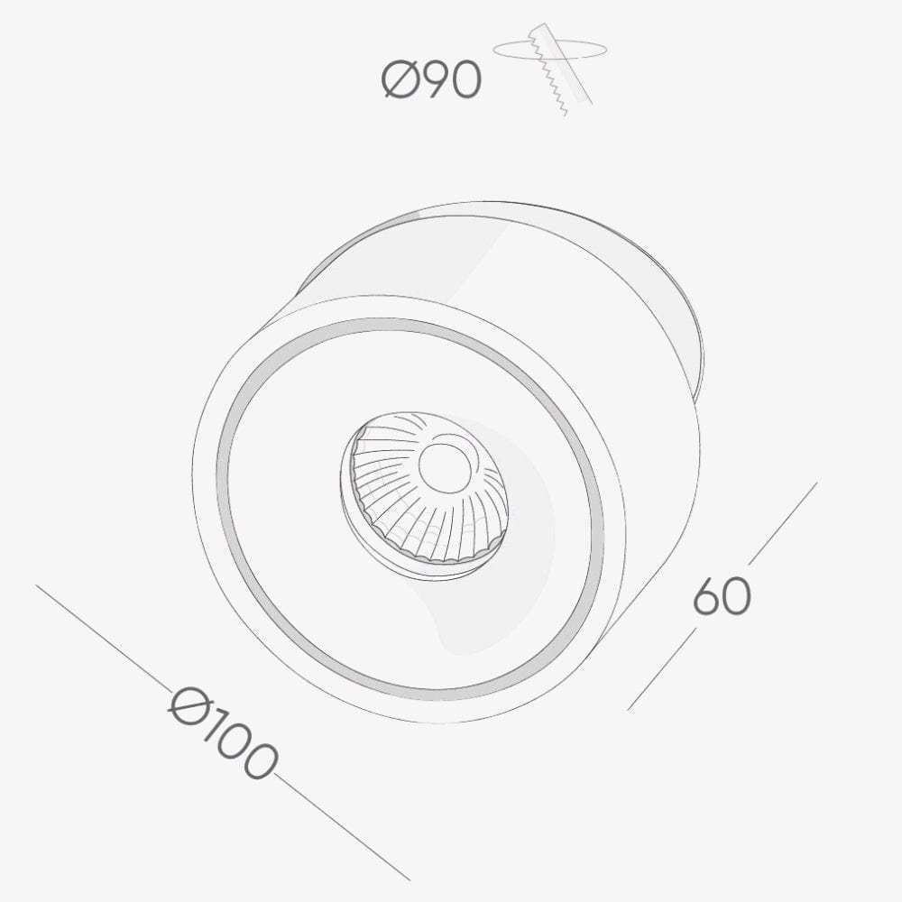 Surface Mounted BCA150SR Downlights Semi Recessed - Adjustable