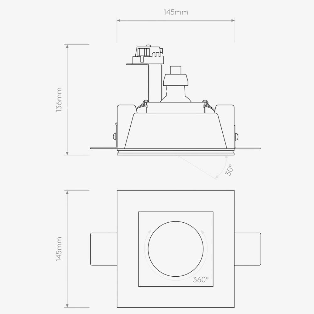 Interior Flush & Semi Flush Blanco Square Adjustable Downlight