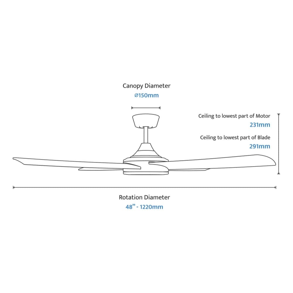 Without Light Breeze Silent DC Ceiling Fan Black
