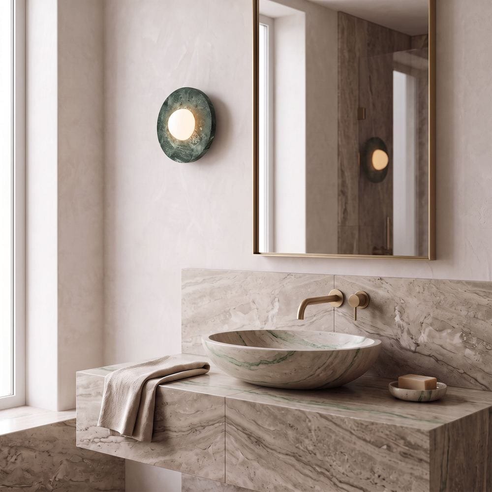 Interior Wall Light / Sconce Brina Verde Guatemala Marble Wall Sconce