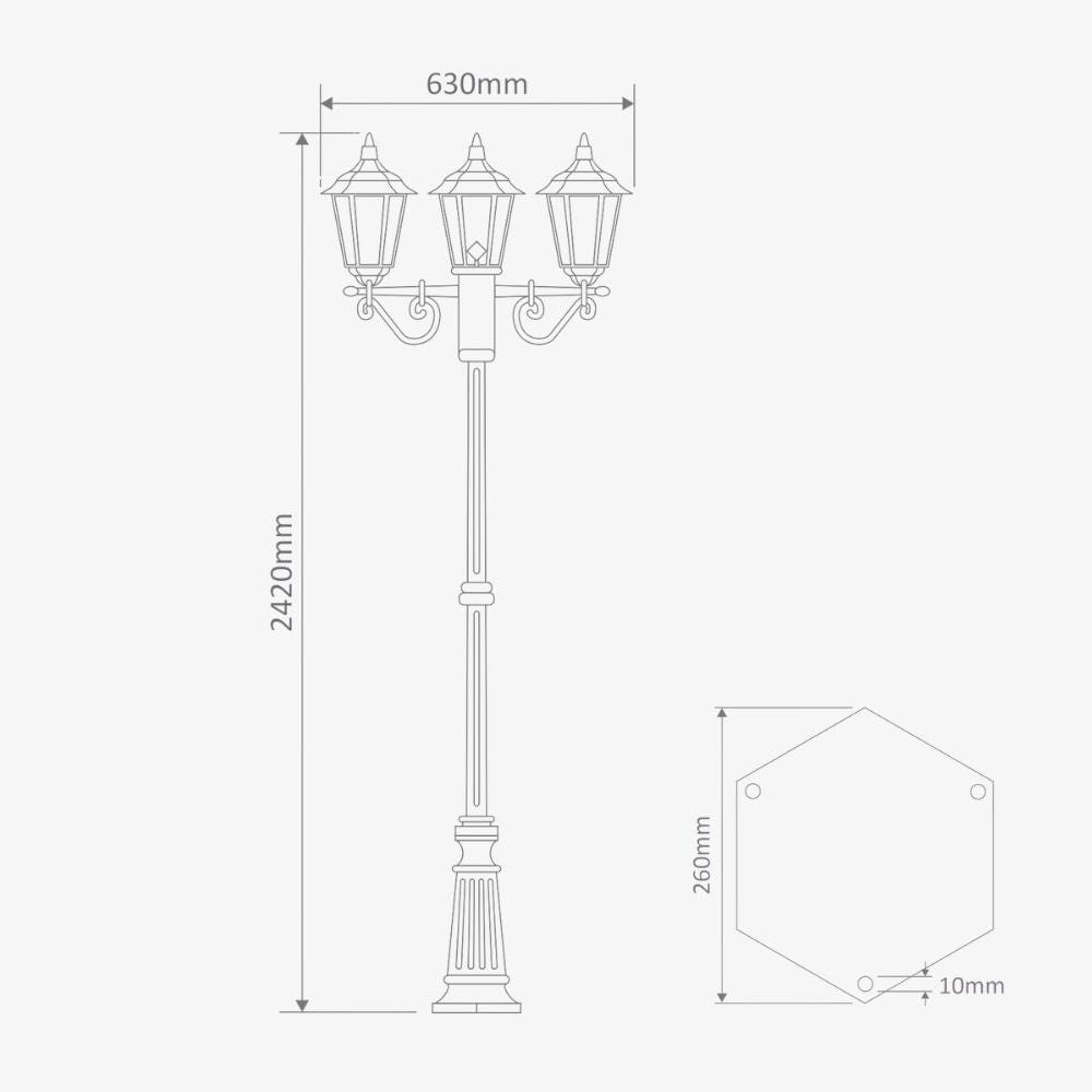 Post Lights Chester Three Head Tall Post Light