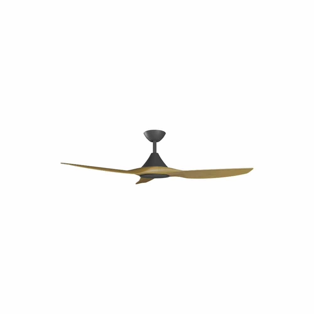 Without Light ClouldFan Smart DC Ceiling Fan Black with Teak Blades - No Light