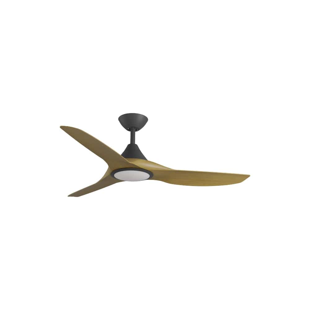 With Light ClouldFan Smart DC Ceiling Fan Black with Teak Blades - With Light