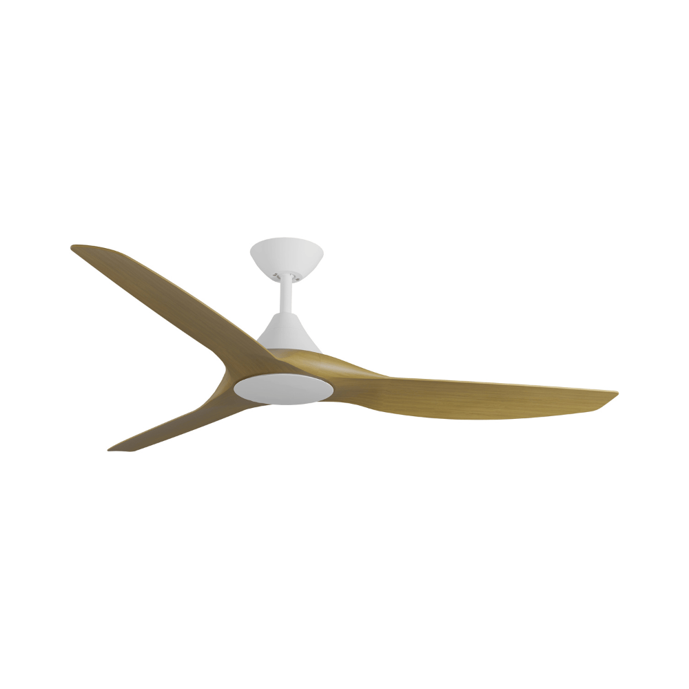 Without Light ClouldFan Smart DC Ceiling Fan White with Teak Blades - No Light