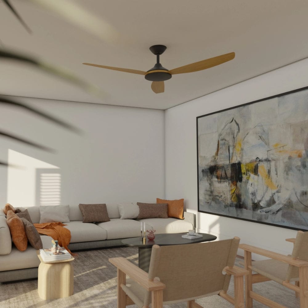 Without Light Condor DC Ceiling Fan Blalck with Bamboo Blades - No Light