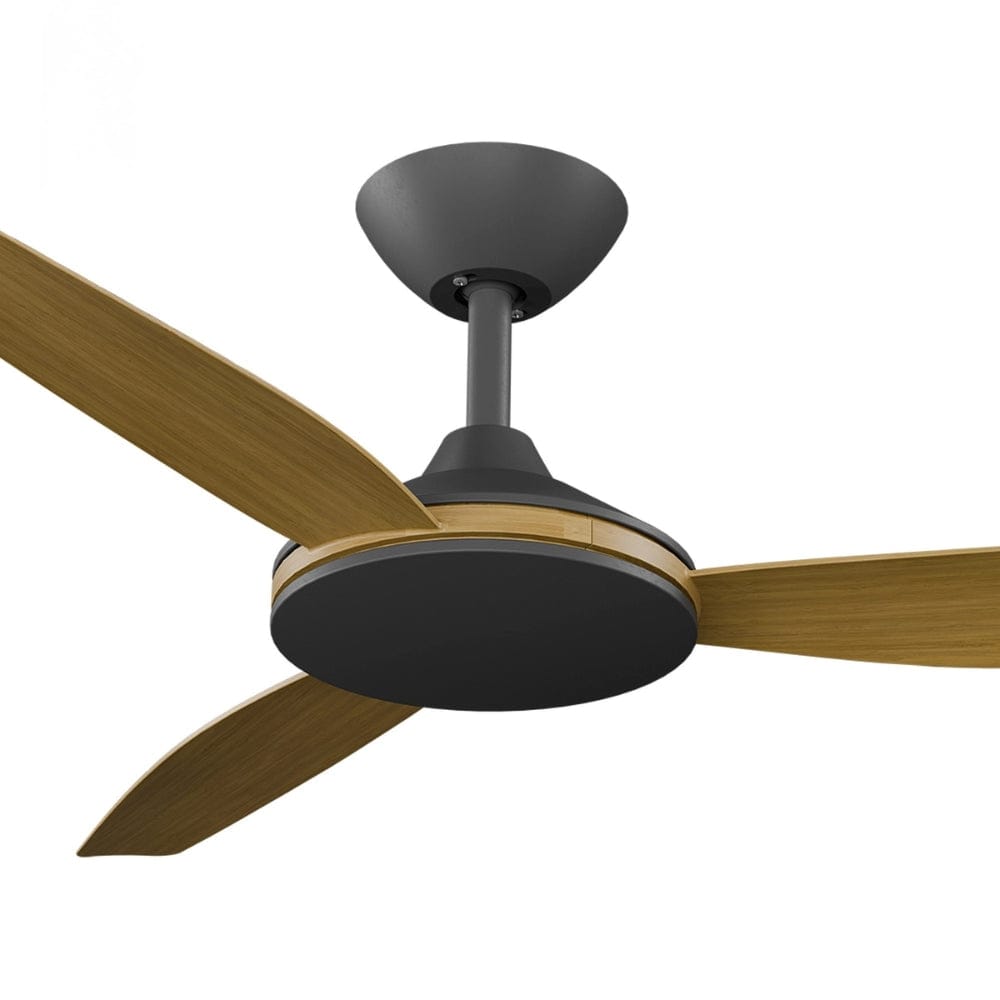 Without Light Condor DC Ceiling Fan Blalck with Teak Blades - No Light