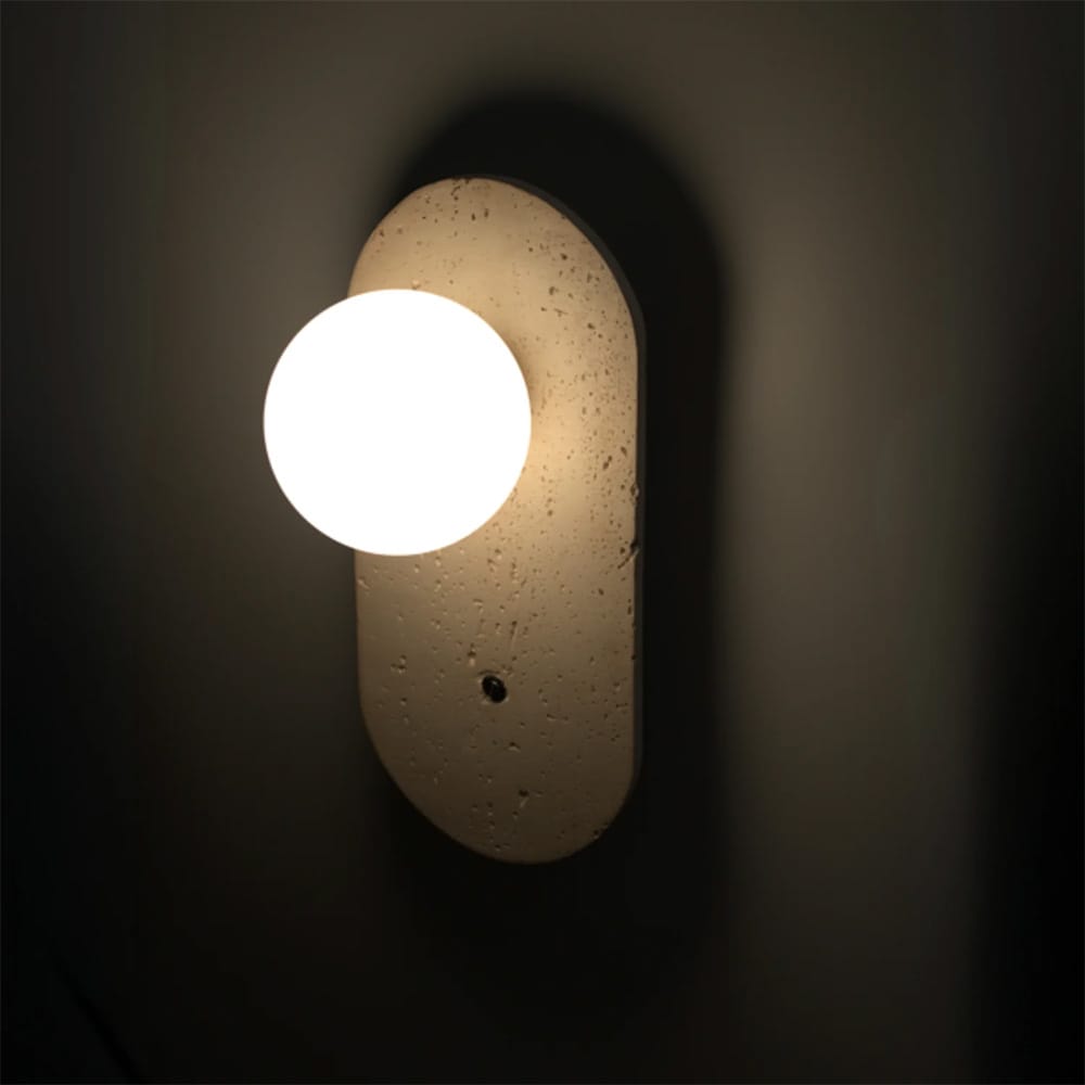 Bedside Wall Lights Cora Travertine Orb Wall Light