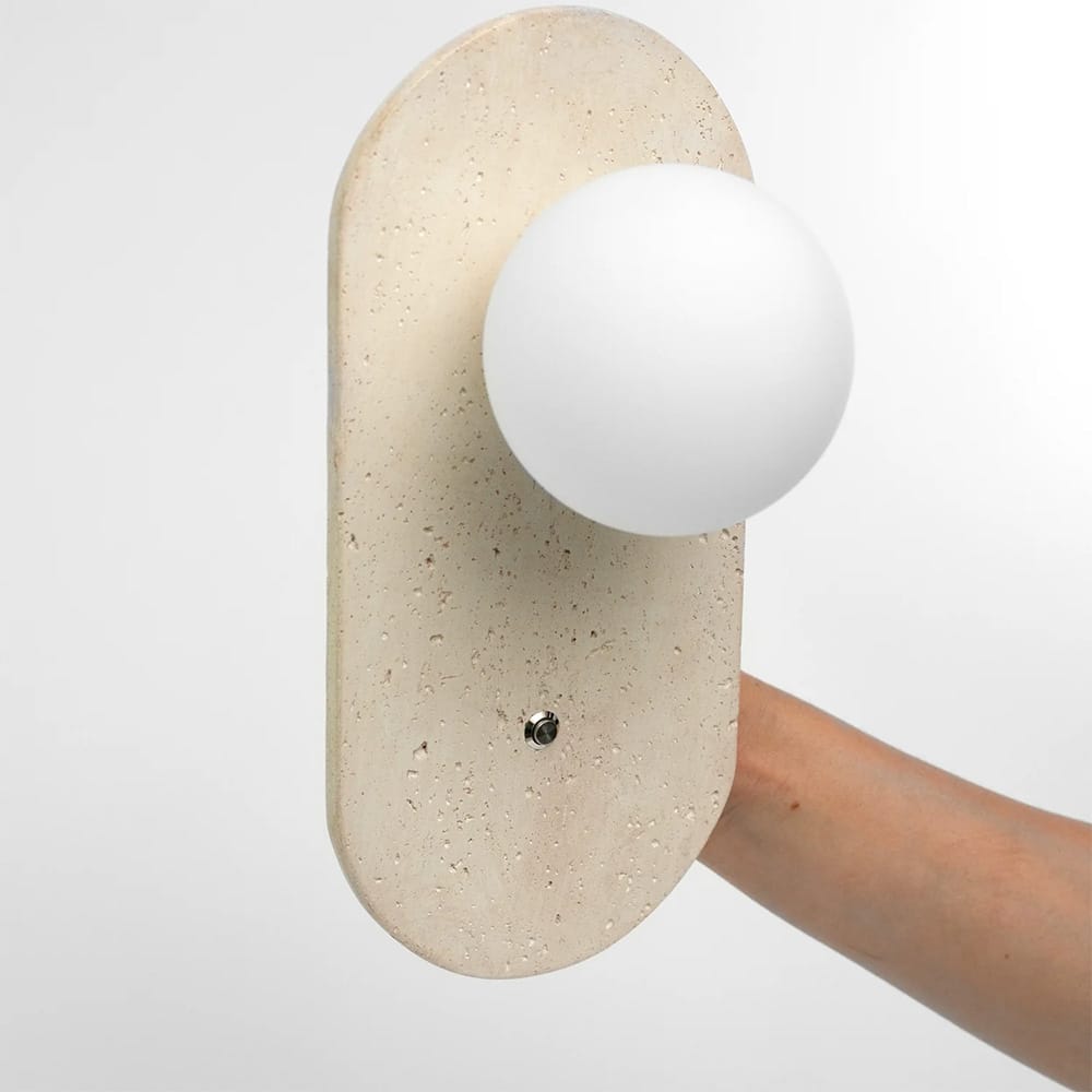 Bedside Wall Lights Cora Travertine Orb Wall Light