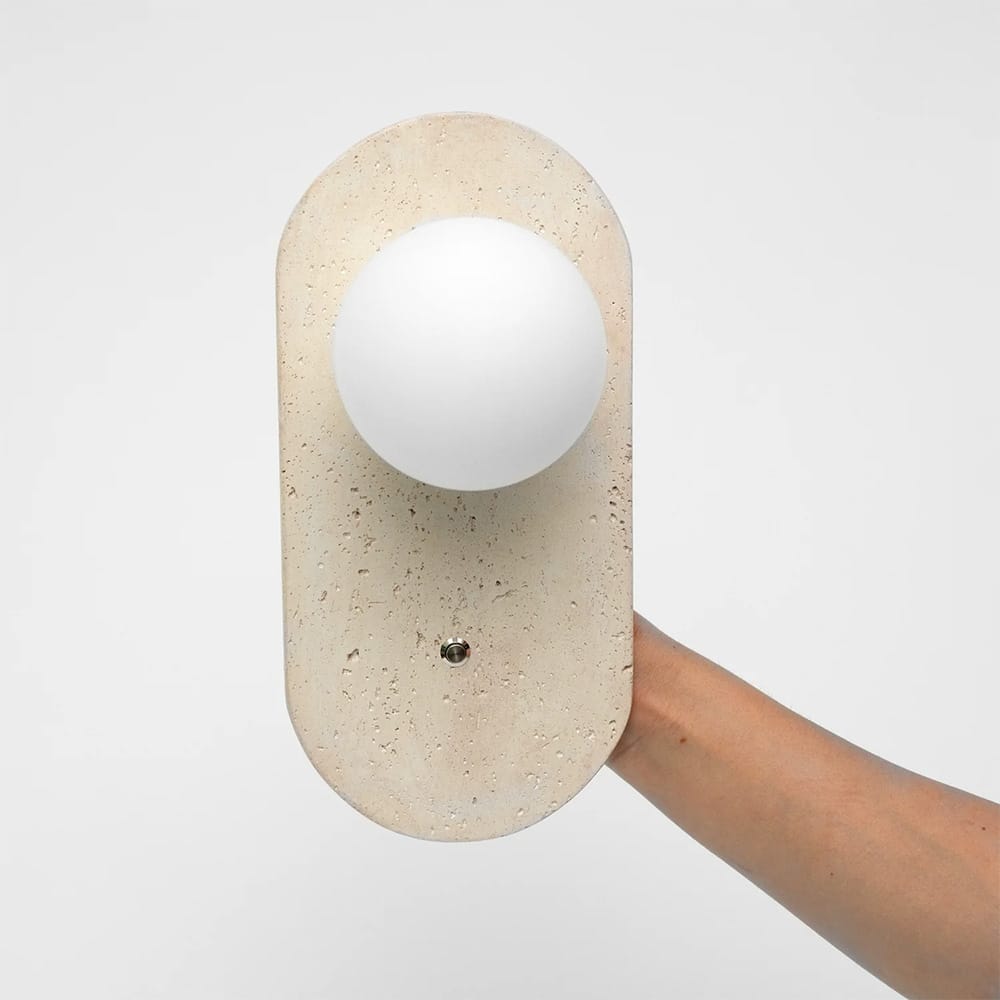 Bedside Wall Lights Cora Travertine Orb Wall Light