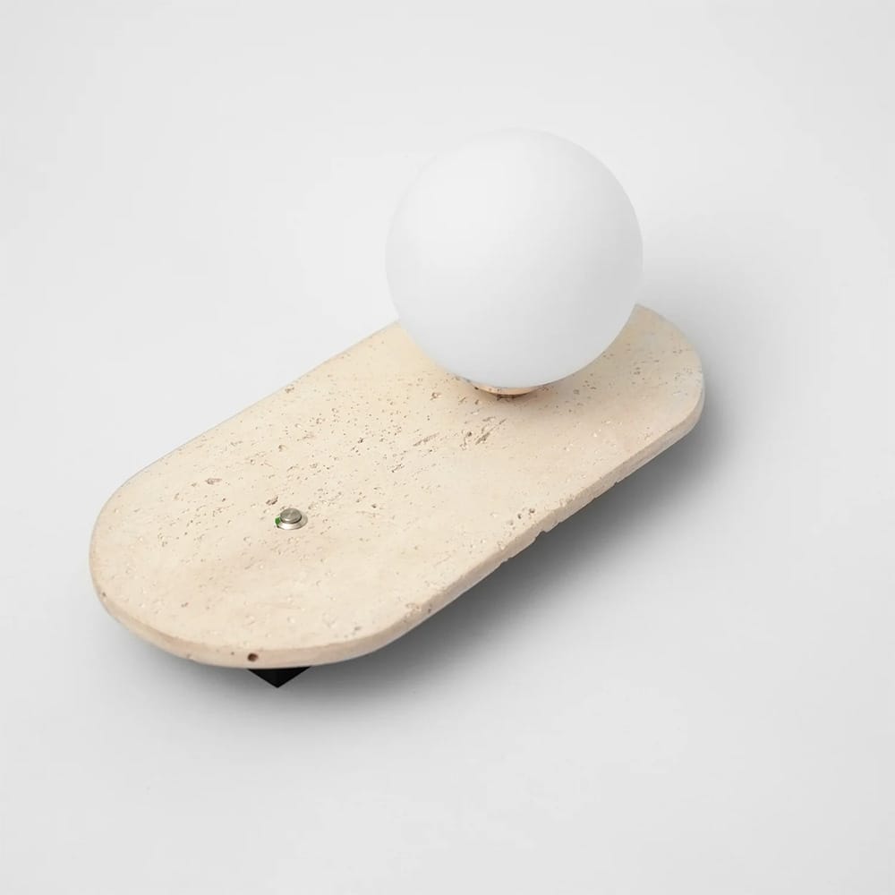 Bedside Wall Lights Cora Travertine Orb Wall Light