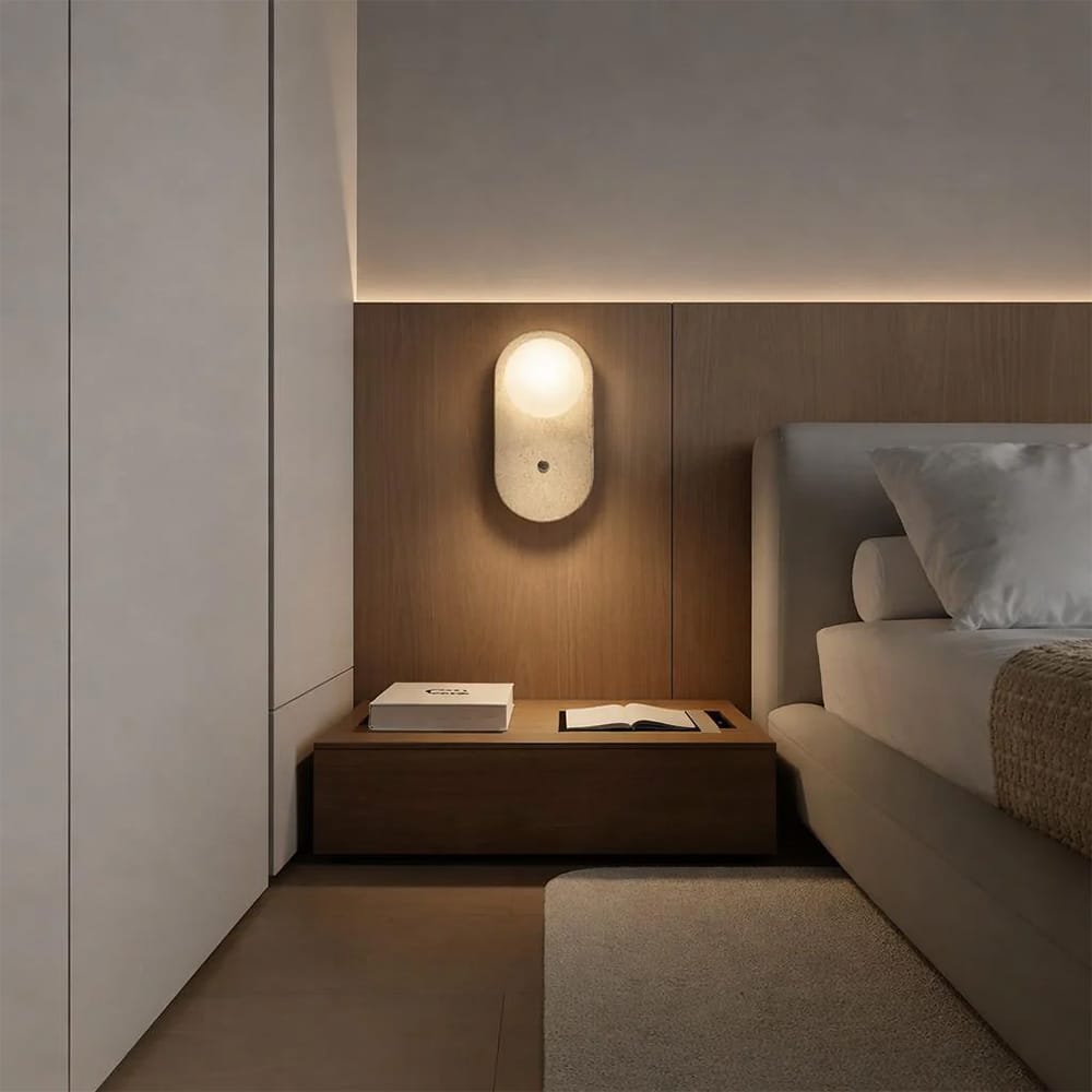 Bedside Wall Lights Cora Travertine Orb Wall Light