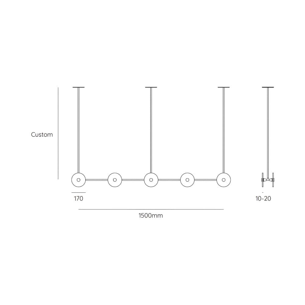 Linear Pendant Coral Linear Rod 10 Lights Pendant