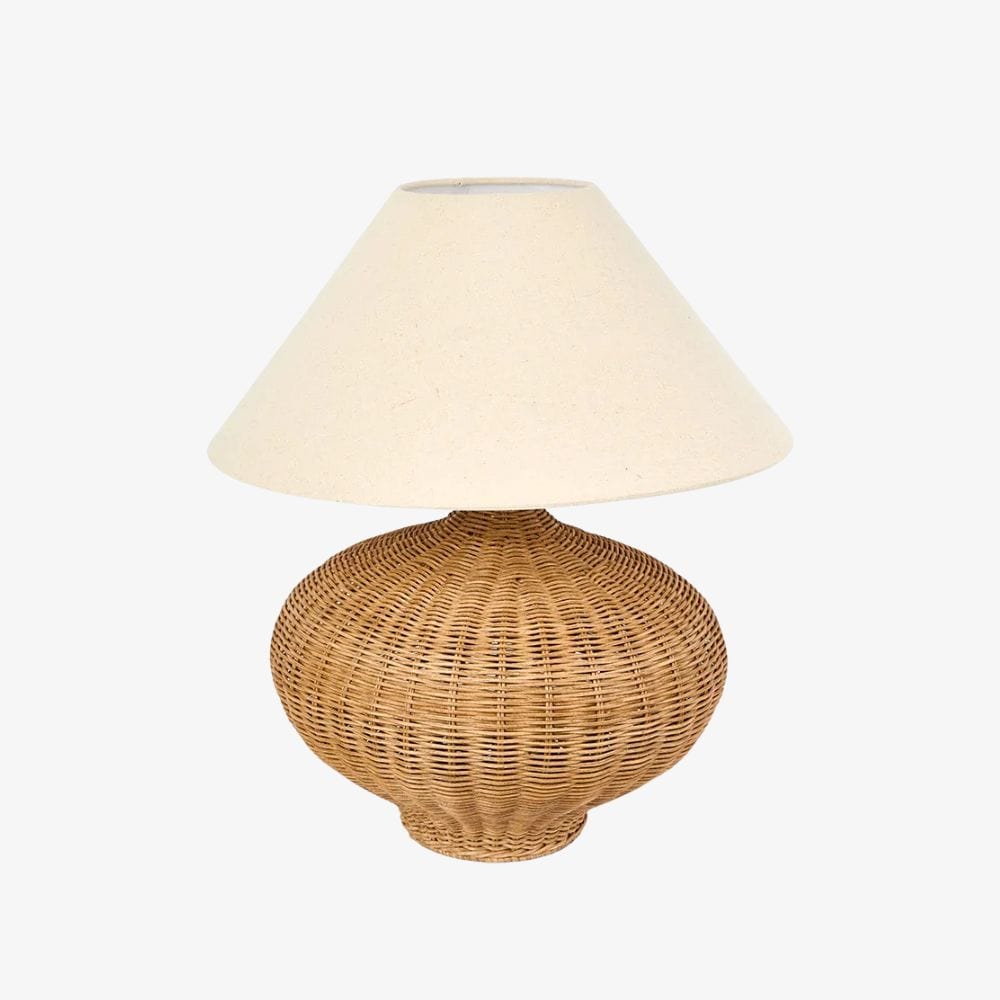 Table Lamps Dallas Rattan Table Lamp with linen shade