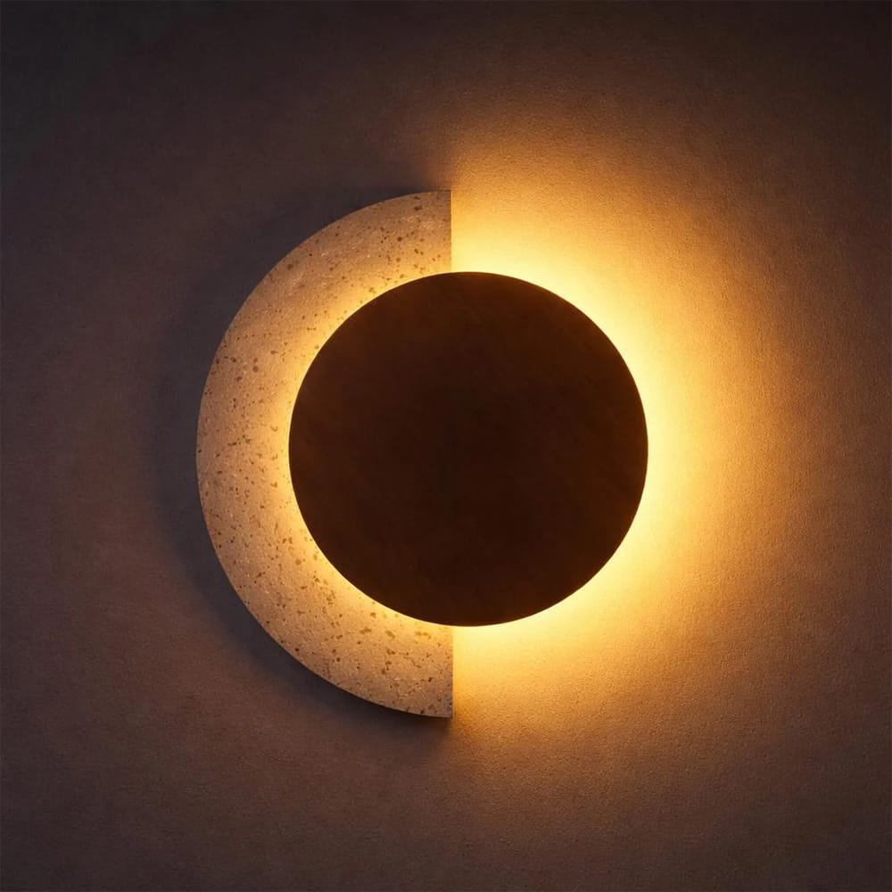 Interior Wall Light / Sconce Eclipse Natural Stone & Wood Wall Light