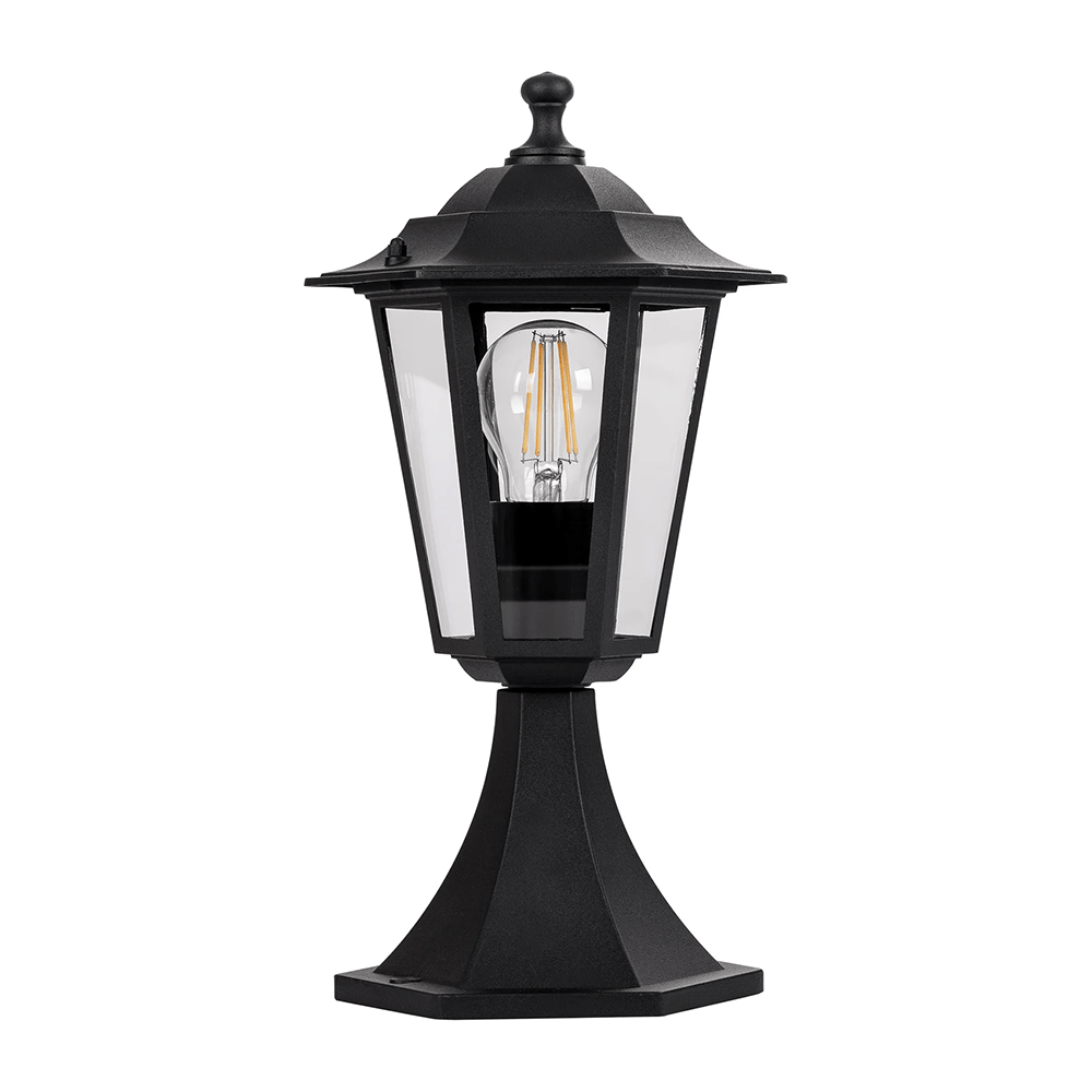 Pillar Mount Fibra Aluminium Black 6 Panel Pillar Light