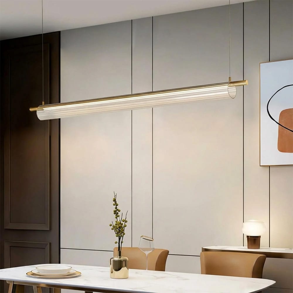 Linear Pendant Flute Glass Linear Pendant Light