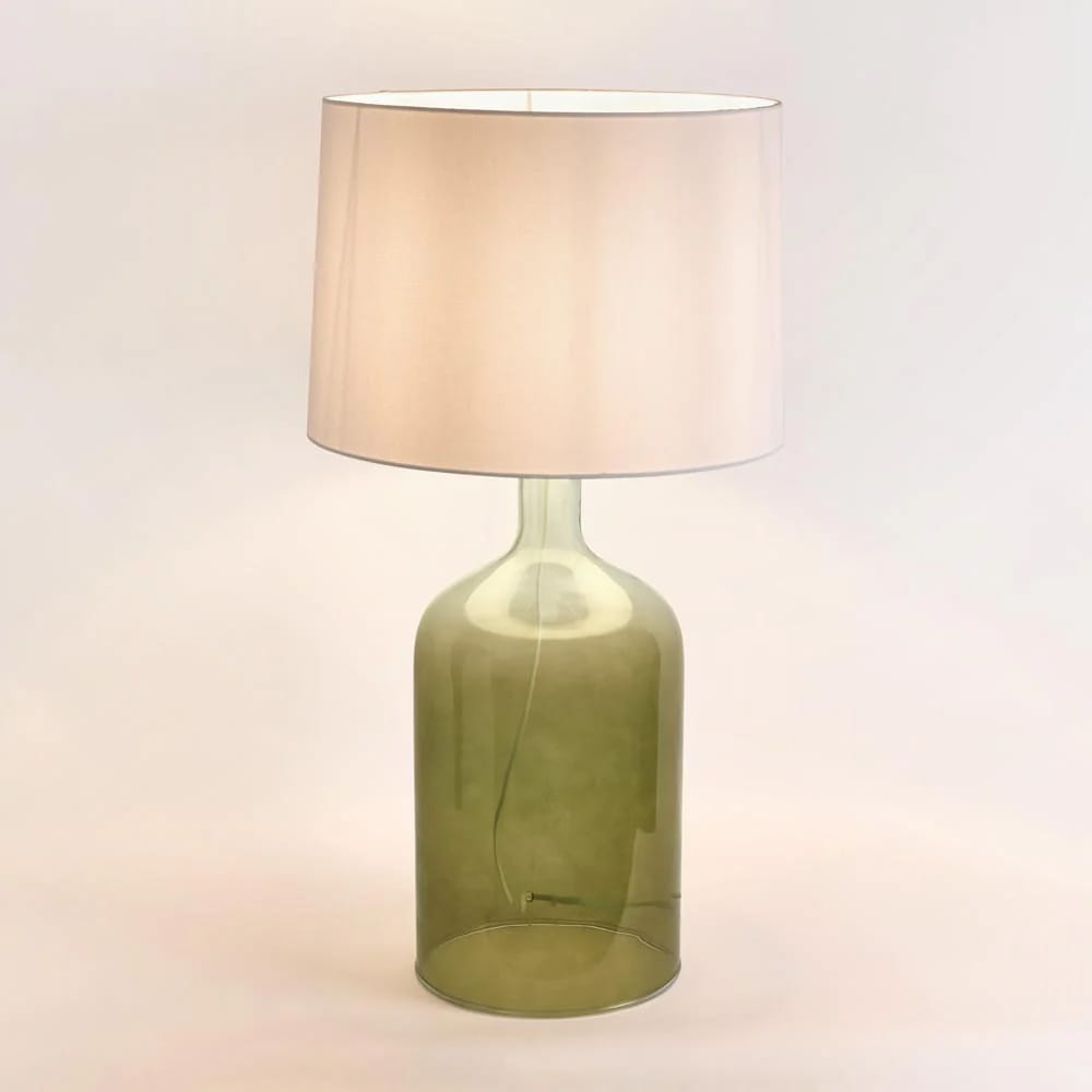 Table Lamps Henley Green Glass Table Lamp & White Shade (Excess Stock)