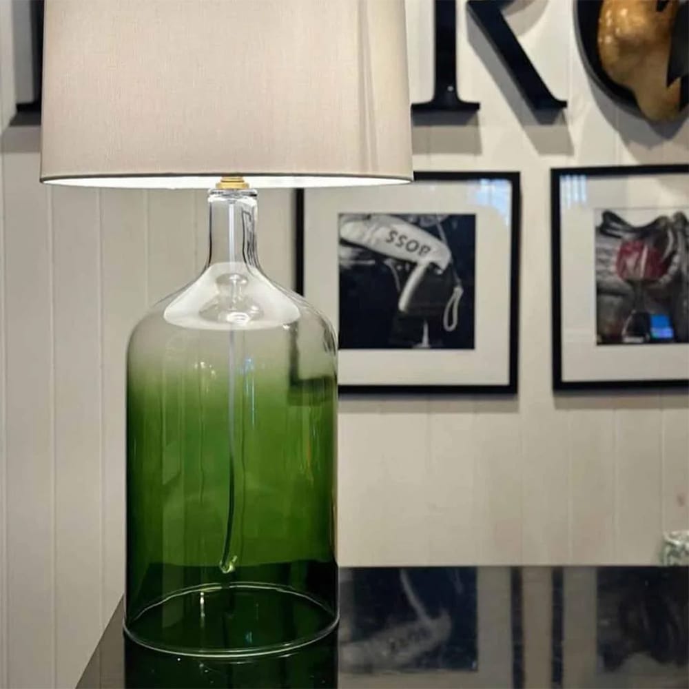 Table Lamps Henley Green Glass Table Lamp & White Shade (Excess Stock)