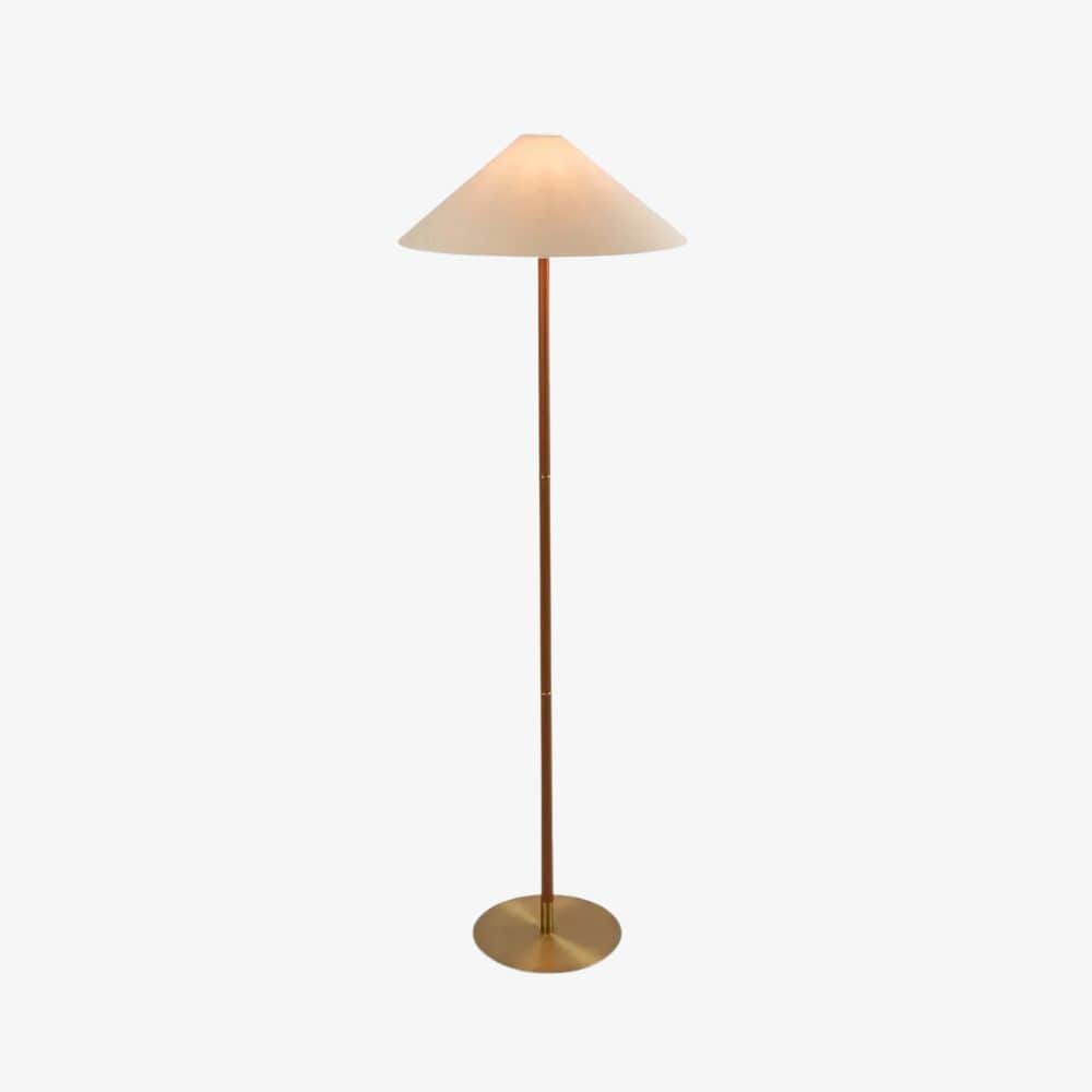 Floor Lamps Huntley Leather & Brass Floor Lamp & Linen Shade