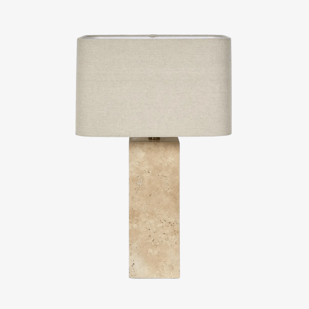 Table Lamps Imperial Travertine Table Lamp with Natural Linen Shade