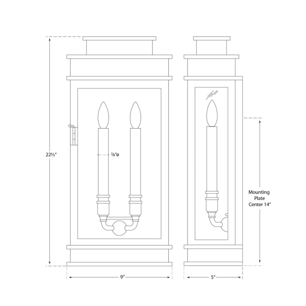 Exterior Wall Light Linear Lantern Tall