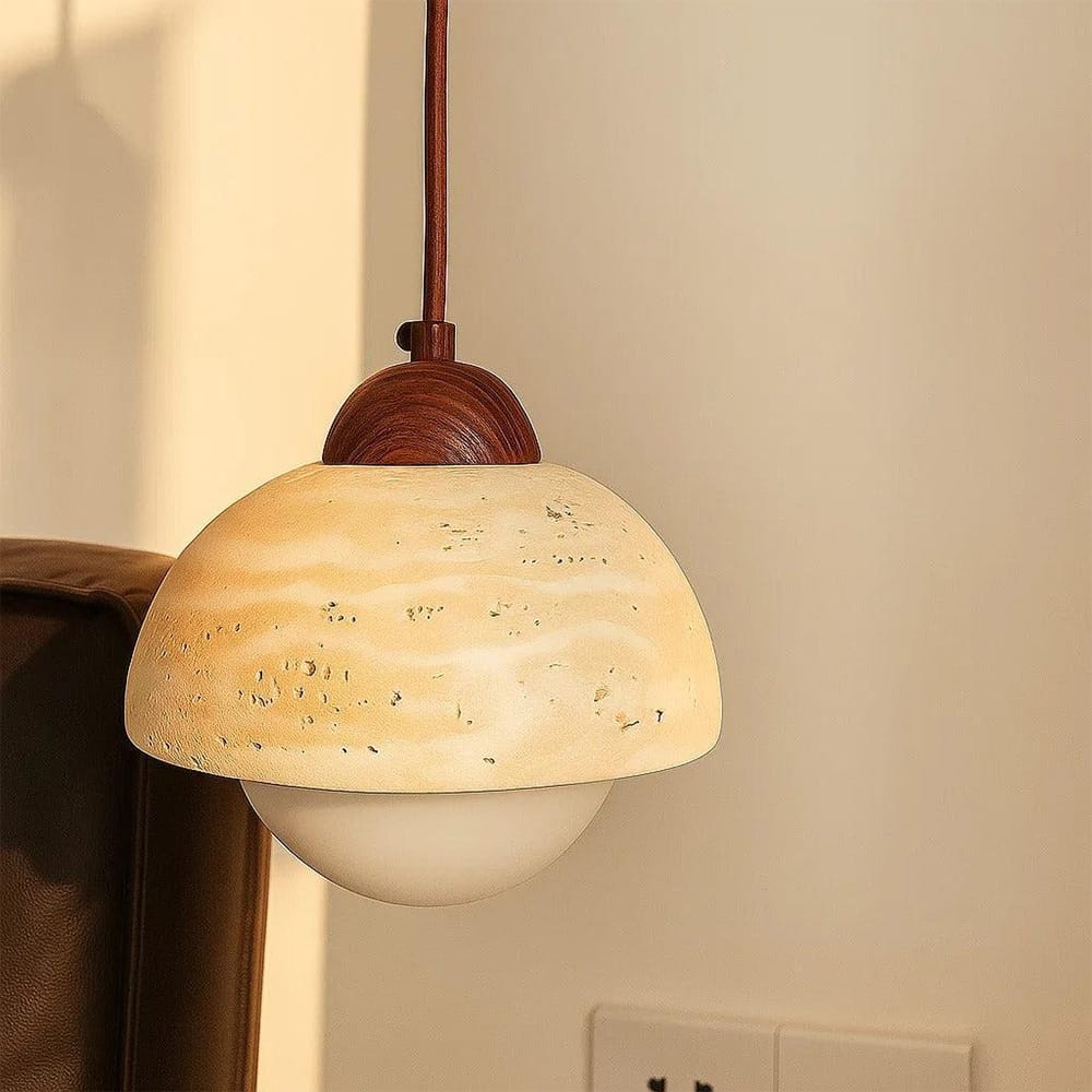 Interior Pendant Lyra Natural Stone & Wood Pendant Light