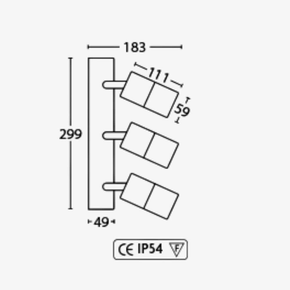 Exterior Wall Light Neds 3 Light Bar - Adjustable