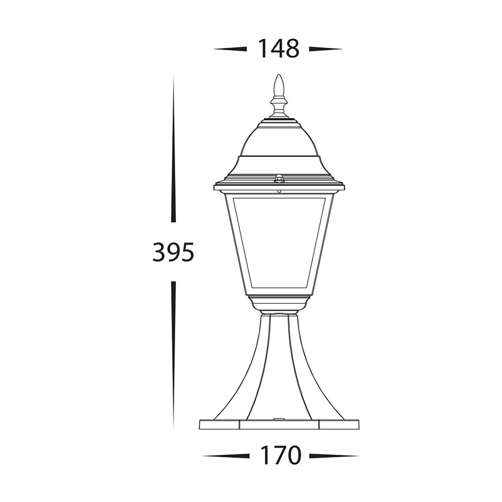 Pillar Mount Newark Aluminium Black 4 Panel Pillar Light
