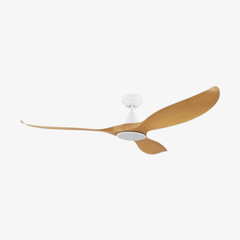 With Light Noosa Ceiling Fan White & Bamboo Blades with Light