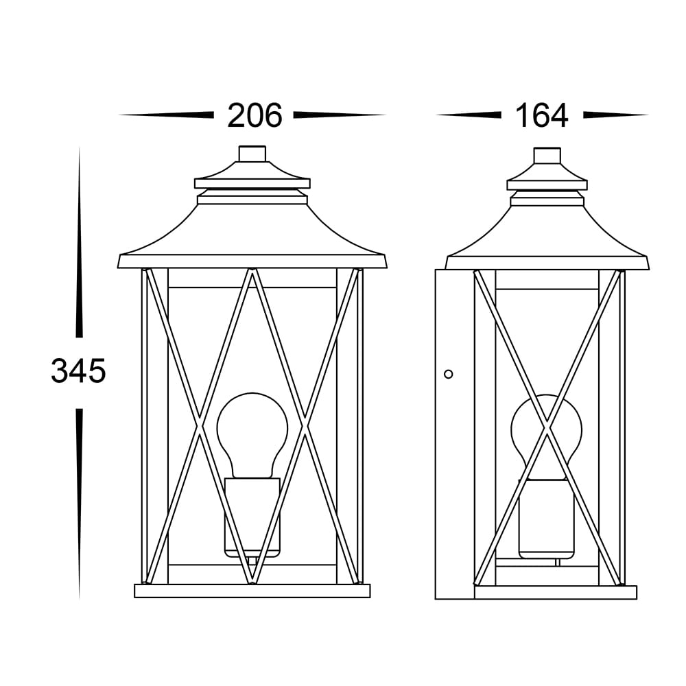 Exterior Wall Light Odin Galvanised Iron Black Wall Light