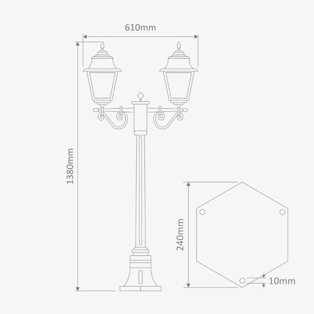 Post Lights Paris Twin Head Short Post Light