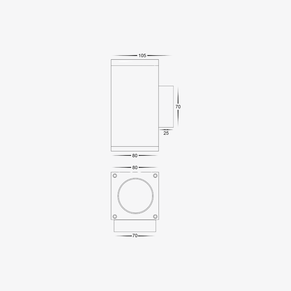 Exterior Wall Light Quadru Square Up & Down Wall Light