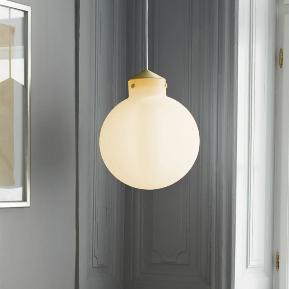 Interior Pendant Raito 30 Round Pendant Round Brass Metal/Opal Glass E27 (Excess Stock)