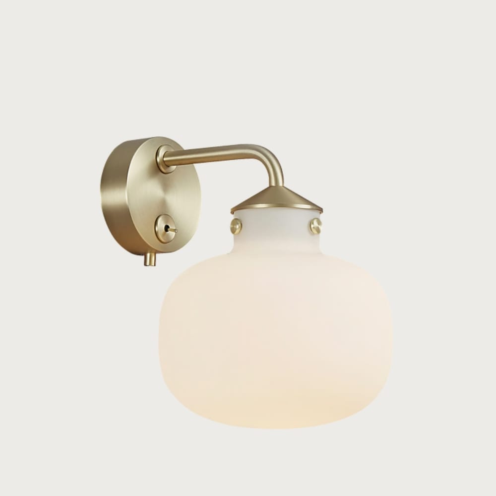Interior Wall Light / Sconce Raito Wall Brass Metal/Opal Glass E27 (Excess Stock)