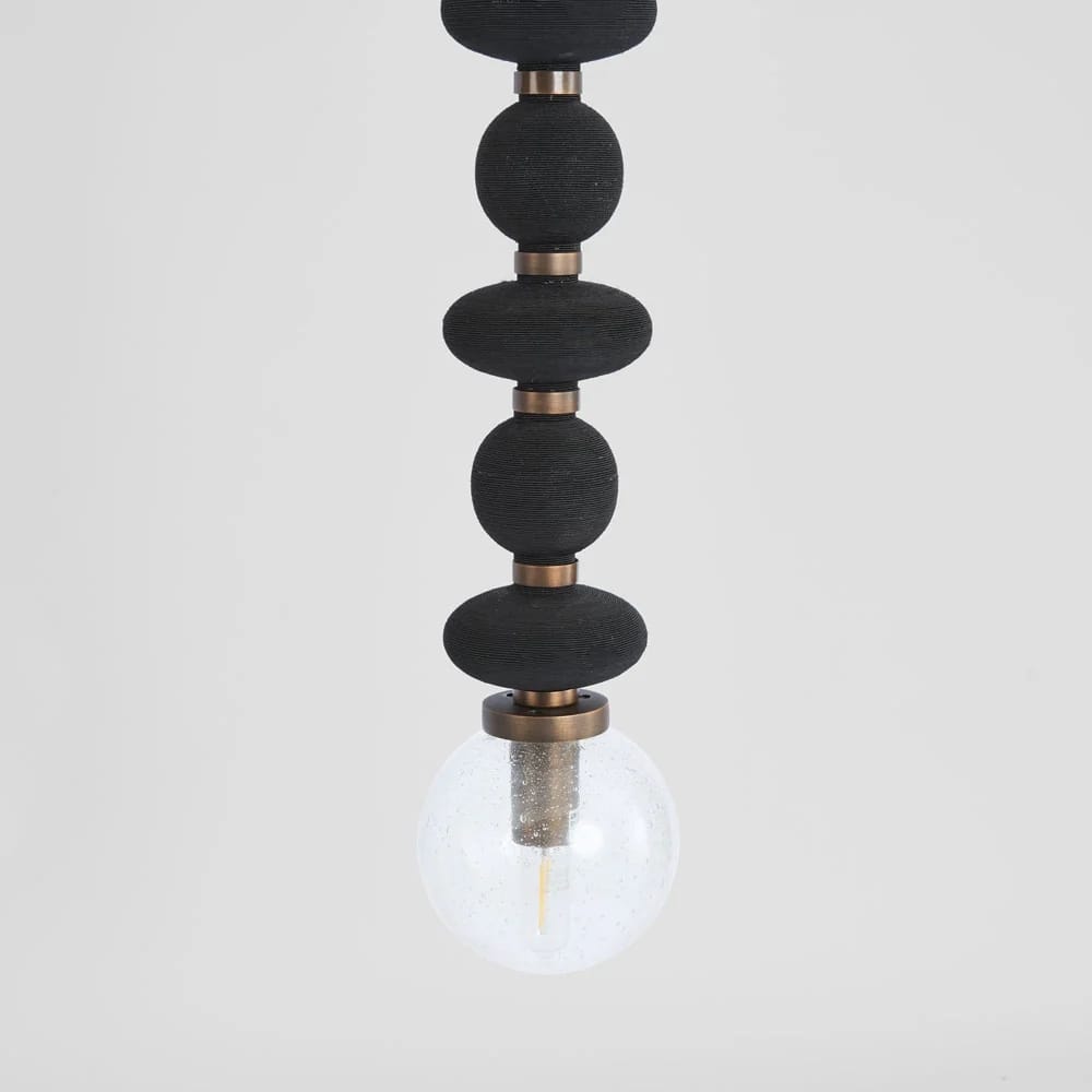 Interior Pendant Ribbed Black Thread Ceiling Pendant