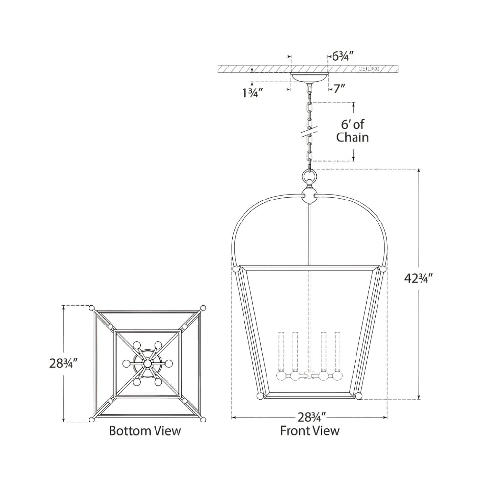Interior Pendant Riverside Large Square Lantern