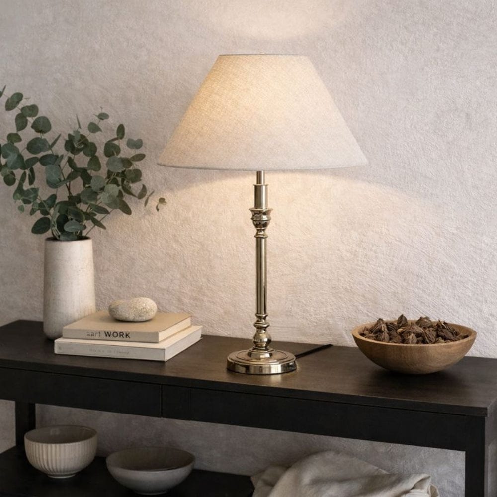 Table Lamps Round Small Lamp Base Antique Silver