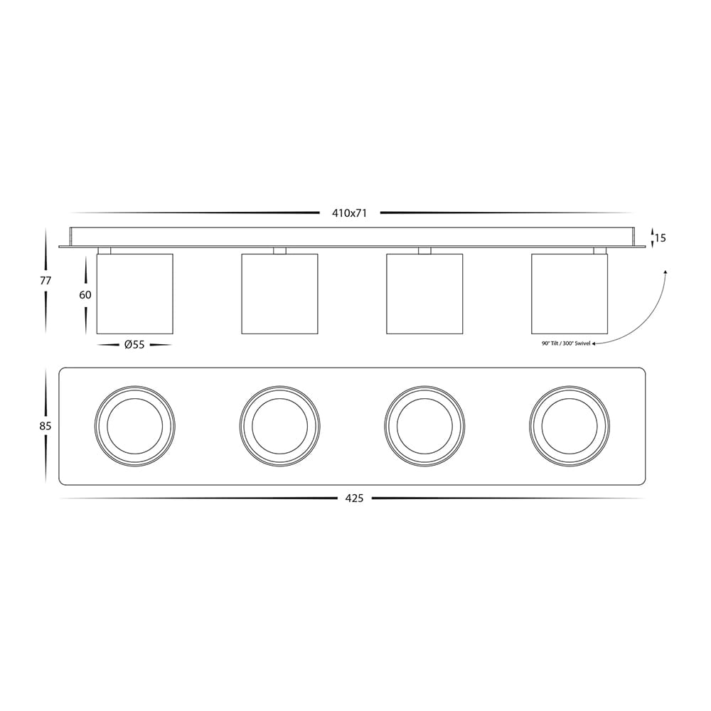 Interior Bar & Spot Sbarra 4 Light Adjustable Bar Light