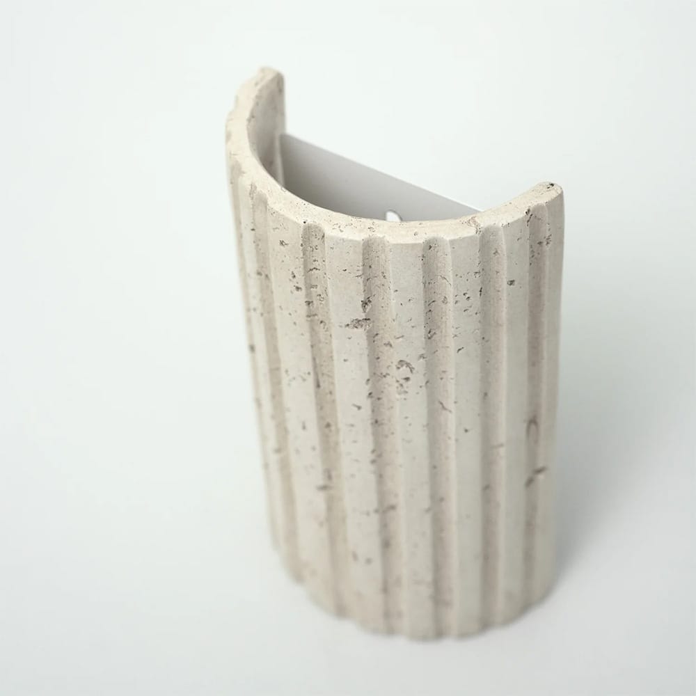 Interior Wall Light / Sconce Shore Ribbed Natural Travertine Up/Down Wall Light