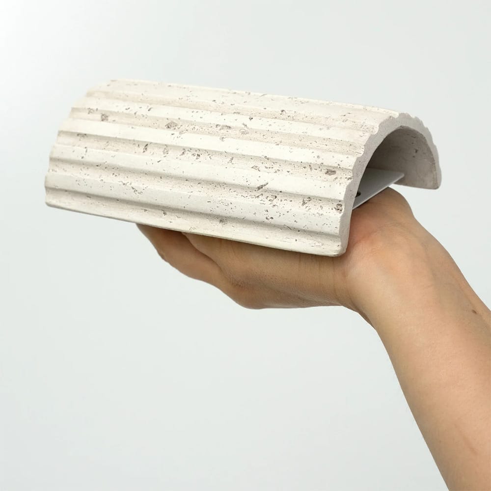 Interior Wall Light / Sconce Shore Ribbed Natural Travertine Up/Down Wall Light