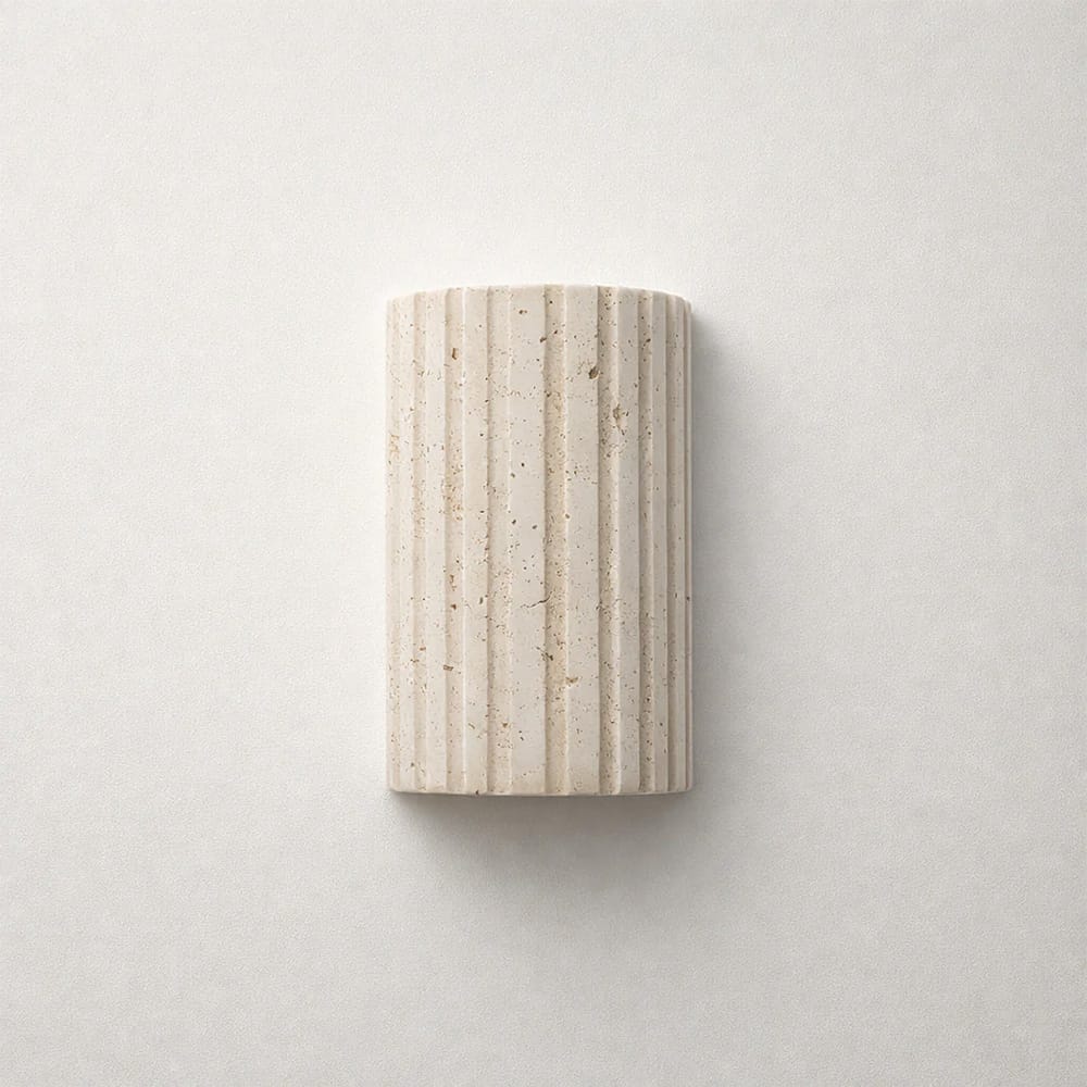 Interior Wall Light / Sconce Shore Ribbed Natural Travertine Up/Down Wall Light