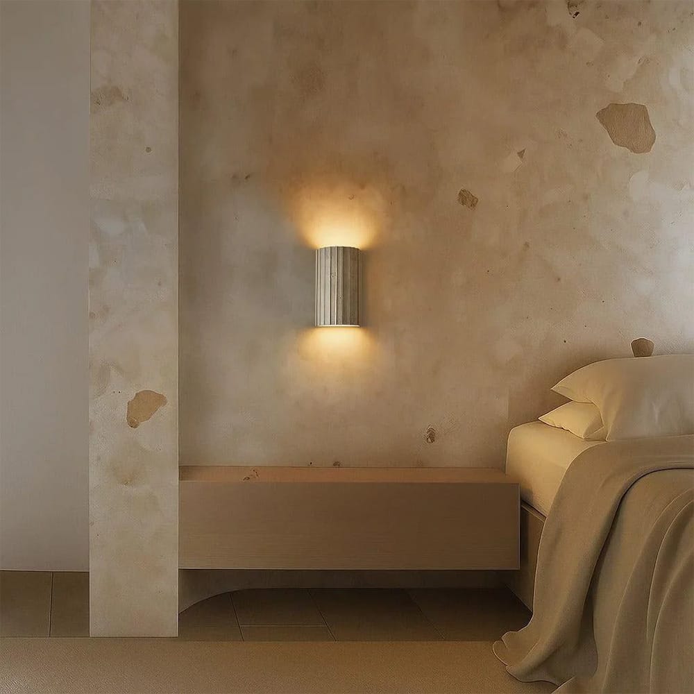 Interior Wall Light / Sconce Shore Ribbed Natural Travertine Up/Down Wall Light