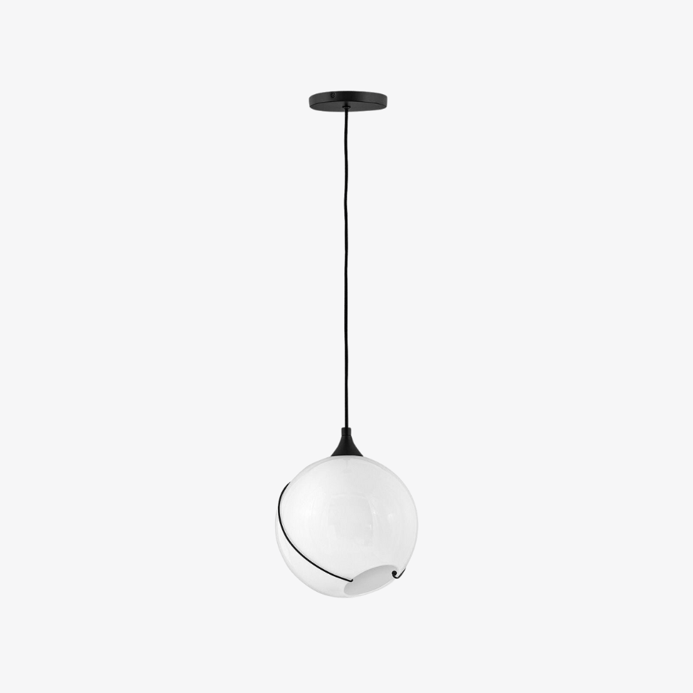 Interior Pendant / Skye Pendant in Black with Cased Opal Glass