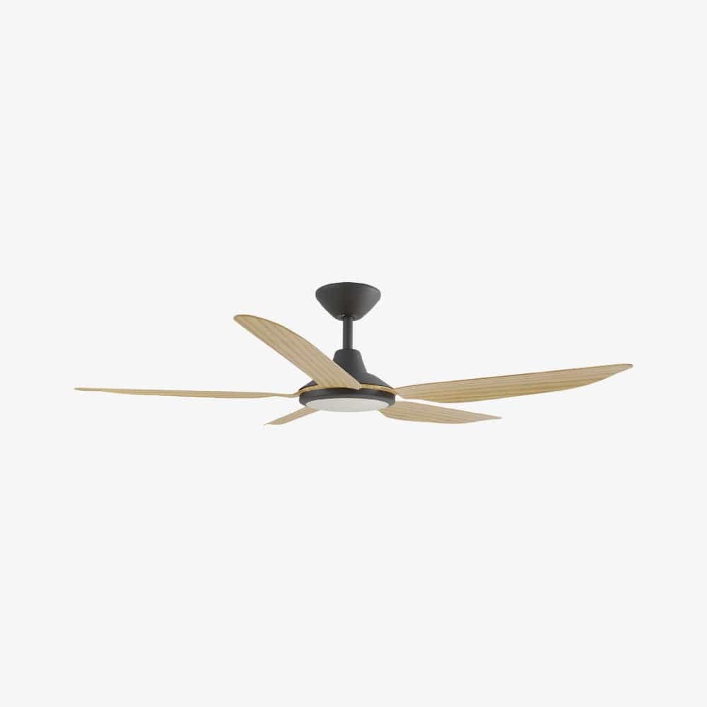With Light Storm Ceiling Fan Black & Bamboo with Light